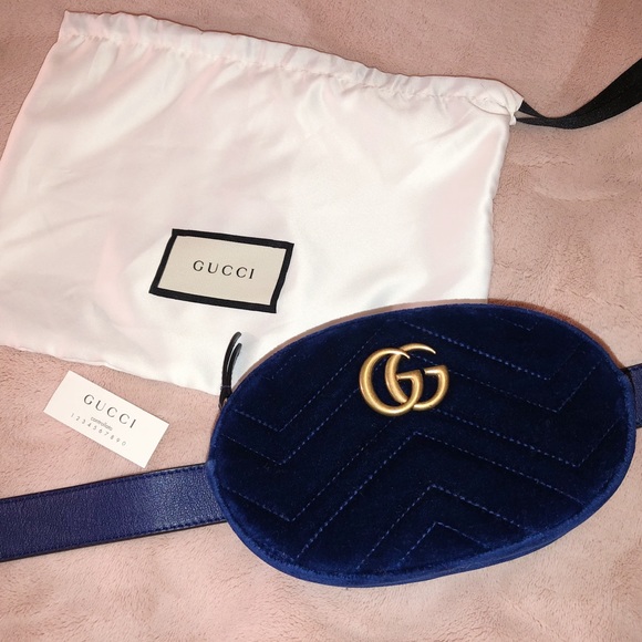 Gucci Handbags - Gucci Marmont Matelassé Velvet Belt Bag